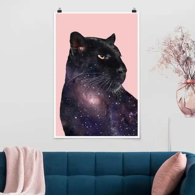 Gratis Versand Panther mit Galaxie Poster - Hochformat