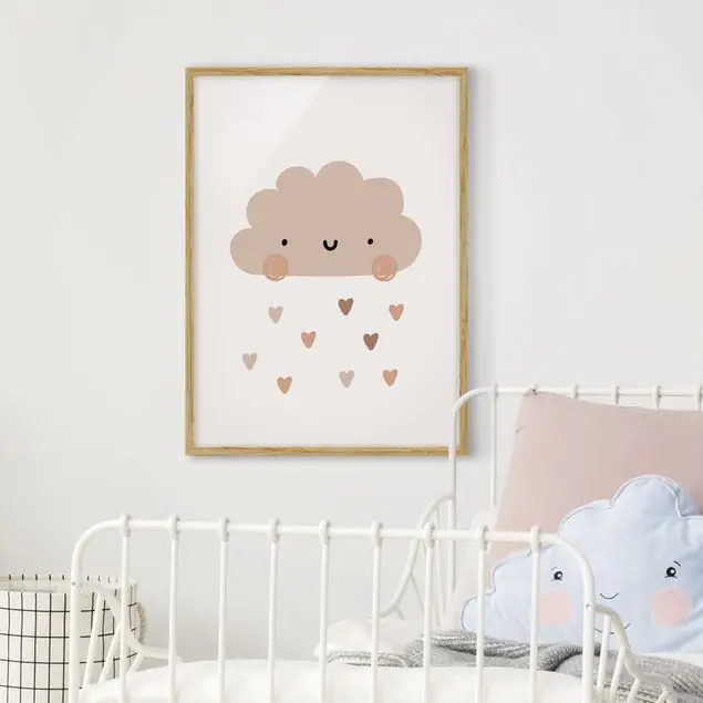 Sofort Bestellen Boho Wolke mit Herzregen Bild mit Rahmen