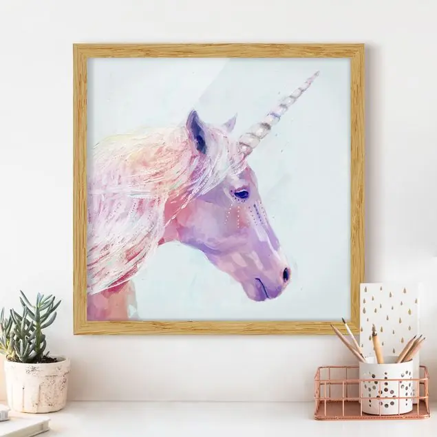 Mystisches Einhorn I Bild mit Rahmen - Quadrat Garantierte Lieferung