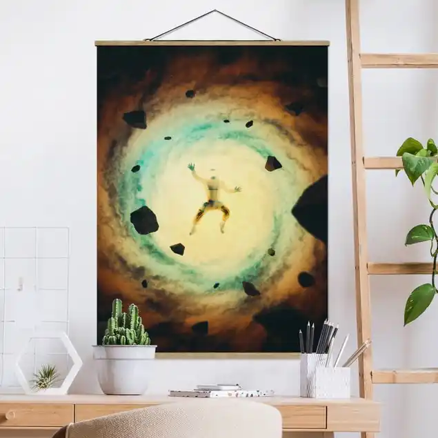 Mega-Angebot Retro Collage - Im Weltall Stoffbild