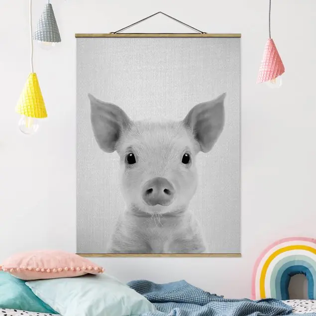 Mega-Angebot Baby Ferkel Fips Schwarz Weiß Stoffbild