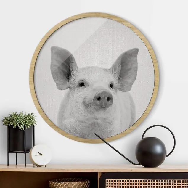 Schwein Schorsch Schwarz Weiß Rundes Bild mit Rahmen Jetzt Kaufen