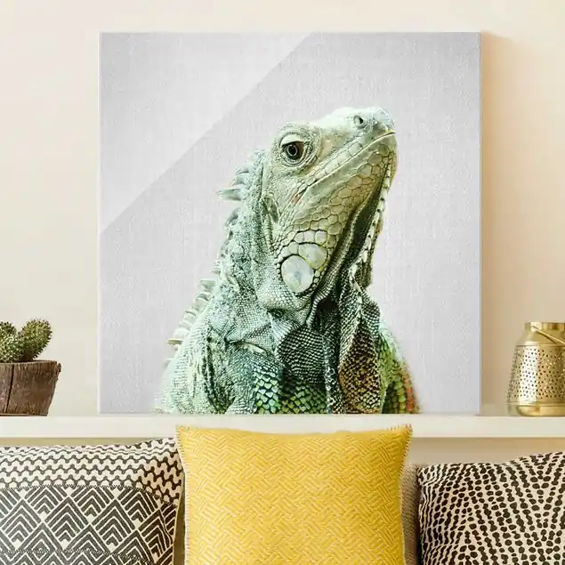 Leguan Louis Glasbild Preis Gesenkt