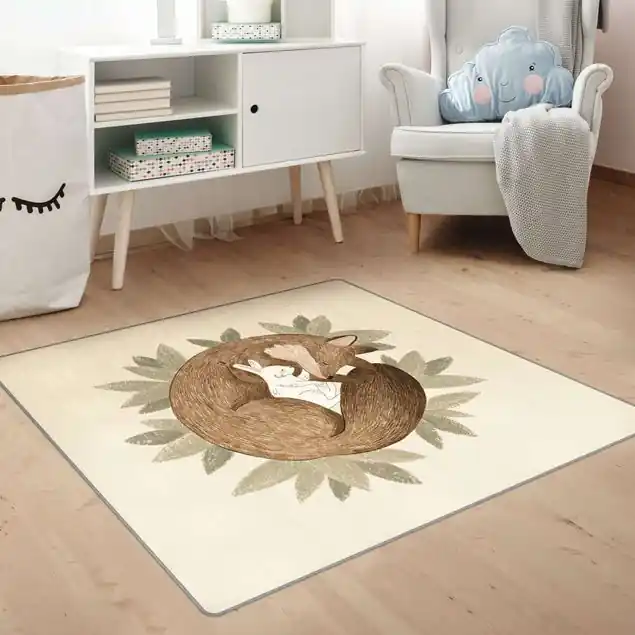 Echt Anna Lunak Illustration - Fuchs und Hase Teppich