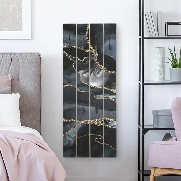 Preis Gesenkt Schwarz mit Glitzer Gold Wandgarderobe