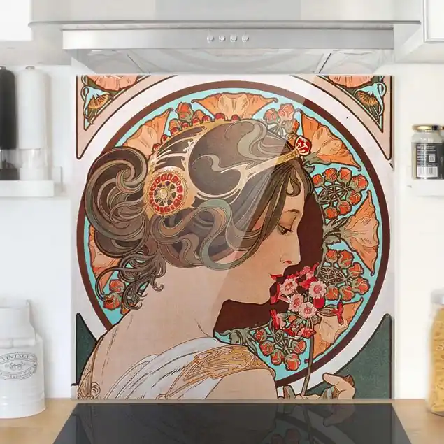 Preiswert Alfons Mucha - Schlüsselblume Spritzschutz