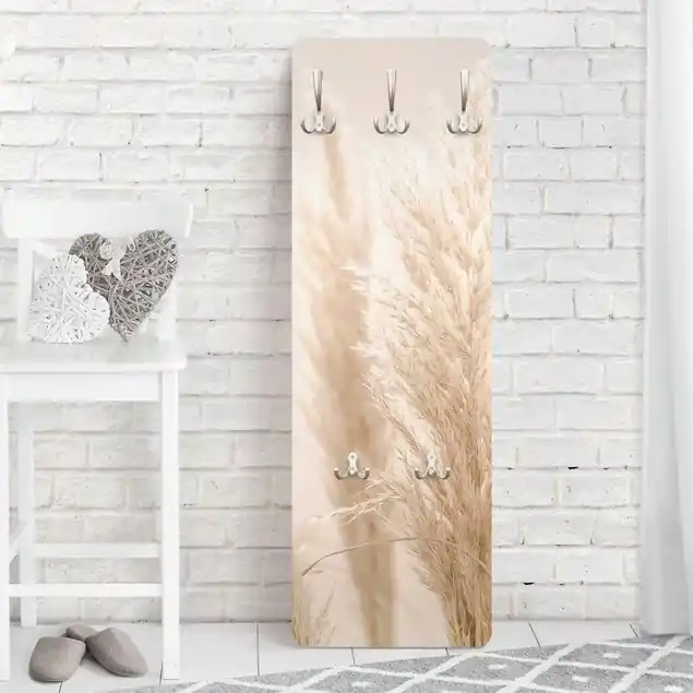 Pampasgras im Sonnenlicht                               Designpaneel Wandgarderobe • inkl. großes Haken-Set • hergestellt in Deutschland • platzsparend • besonderer Eyecatcher Sonderangebot