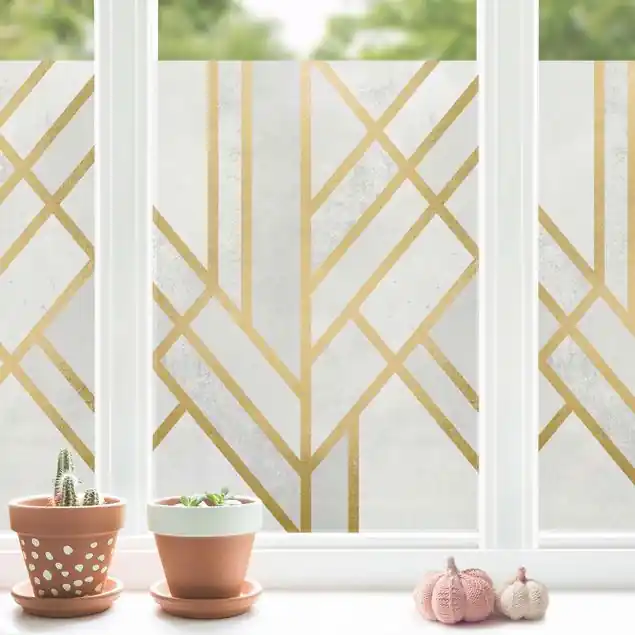 Versand Am Gleichen Tag Art Deco Geometrie Weiß Gold Fensterfolie
