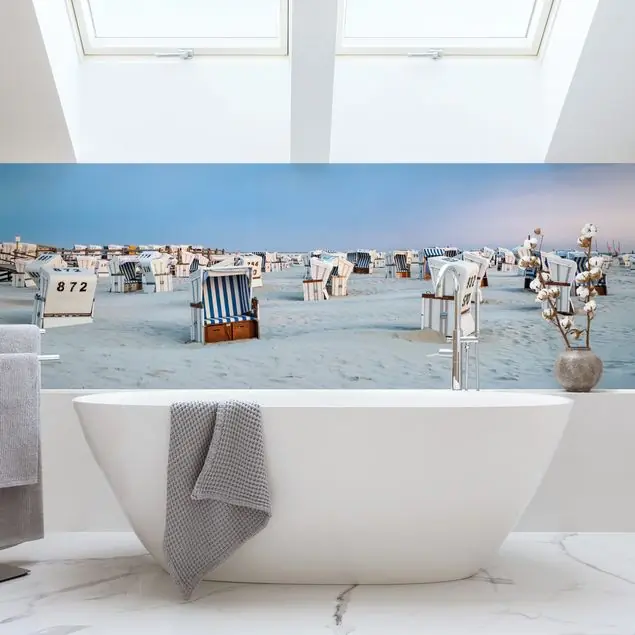 Neu Im Sortiment Strandkörbe an der Nordsee Wandverkleidung Bad