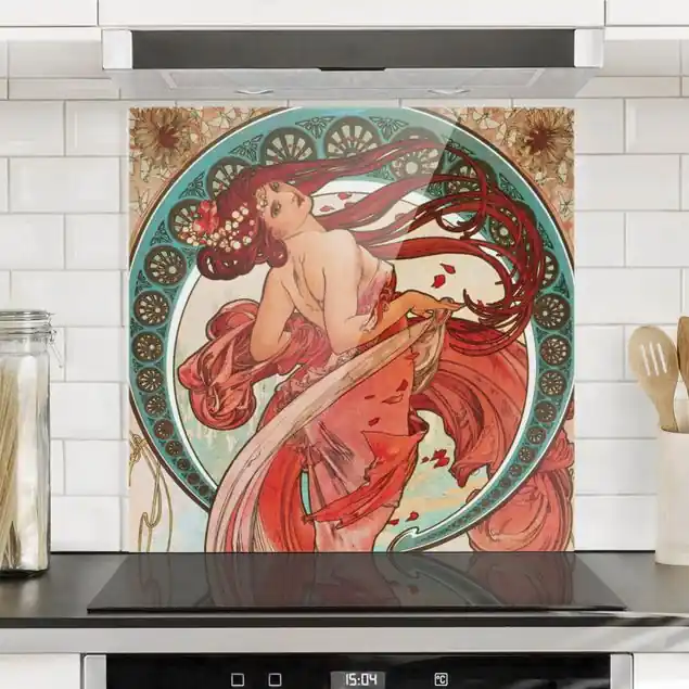 Markenprodukt Alfons Mucha - Vier Künste - Der Tanz                               Spritzschutz