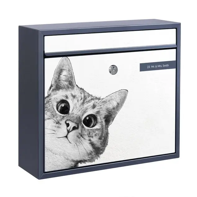 Neu Im Sortiment Illustration Katze Zeichnung Schwarz Weiß Briefkasten mit eigenem Text
