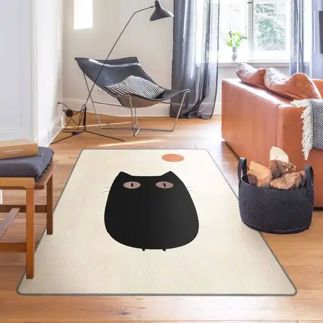 Direkt Vom Hersteller Schwarze Katze Illustration Teppich