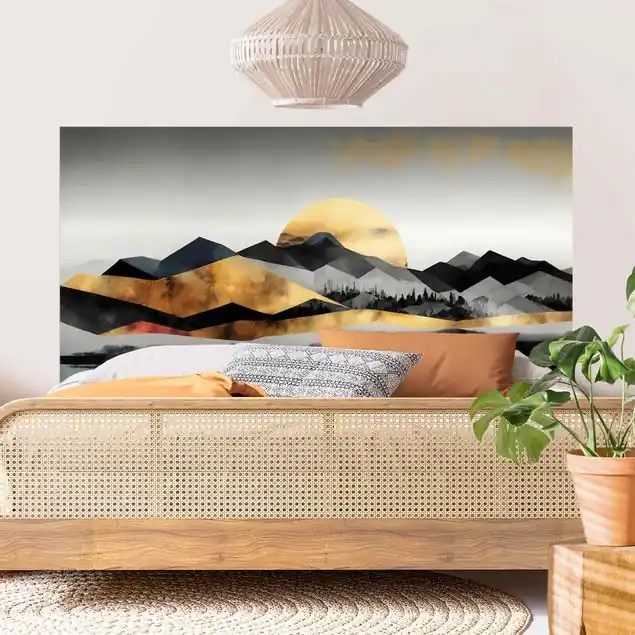 Zertifiziert Geometrische Landschaft Kopfteil Bett