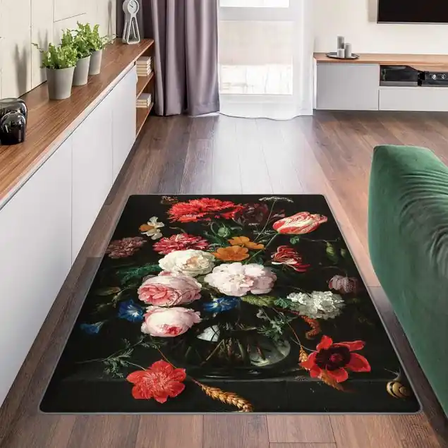 Direktkauf Jan Davidsz de Heem - Stillleben mit Blumen in einer Glasvase Teppich