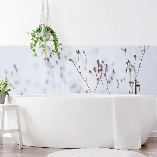 Kracherpreis Zartblaue Wildblumen Wandverkleidung Bad
