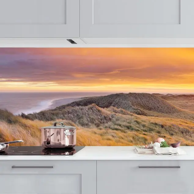Sonnenaufgang am Strand auf Sylt Küchenrückwand • selbstklebend • Spritzschutz • wasserfest • glänzend • 0,35 mm • hergestellt in Deutschland Knallerangebot
