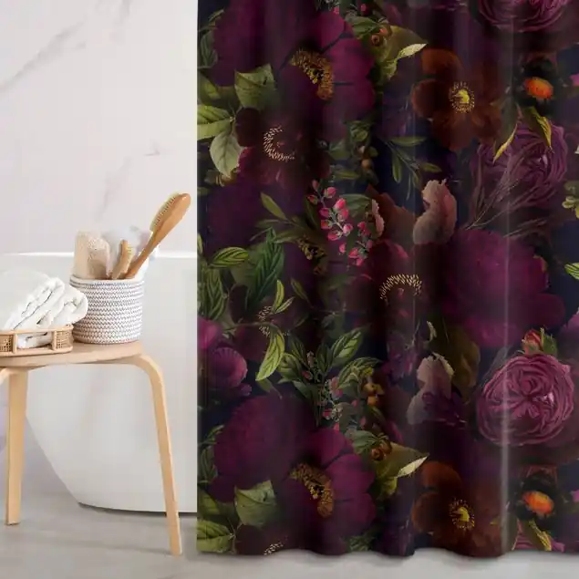 Lila Blüten Dunkel Duschvorhang Knallerangebot