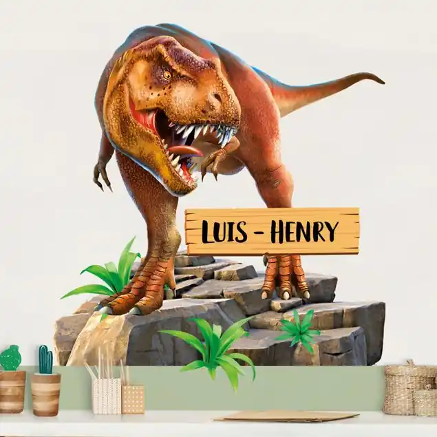 Knallerangebot T-Rex mit Wunschtext                               Wandtattoo 6-teilig