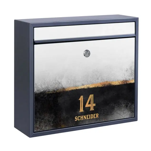 Kostenloser Versand Abstrakter Goldener Horizont Schwarz Weiß Briefkasten mit eigenem Text