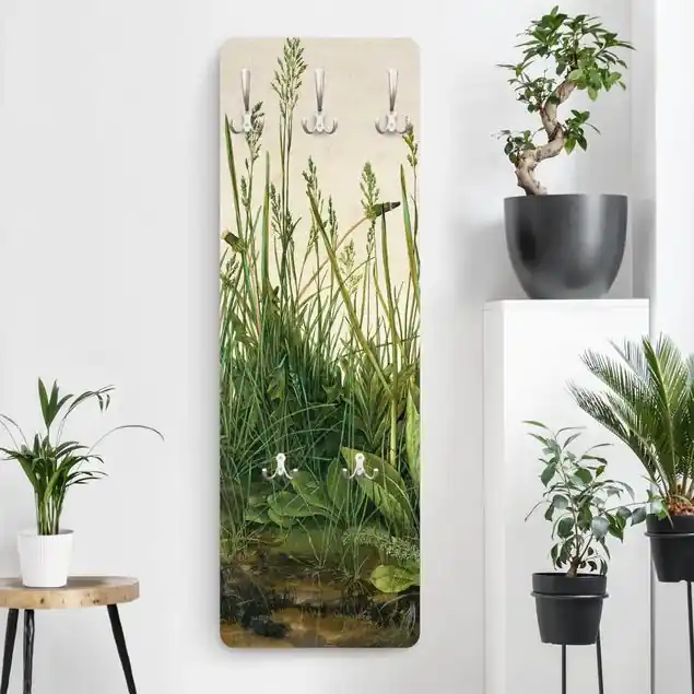 Zertifiziert Albrecht Dürer - Das große Rasenstück Designpaneel Wandgarderobe • inkl. großes Haken-Set • hergestellt in Deutschland • platzsparend • besonderer Eyecatcher