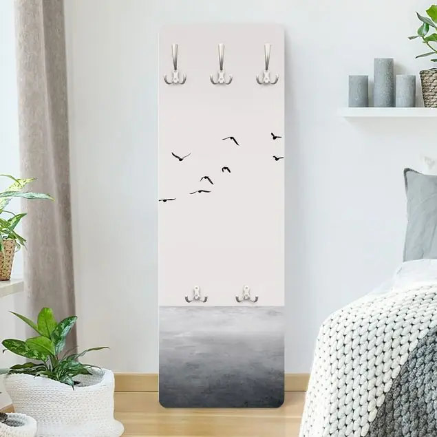 Vogelzug in den Süden Designpaneel Wandgarderobe • inkl. großes Haken-Set • hergestellt in Deutschland • platzsparend • besonderer Eyecatcher Top-Preis