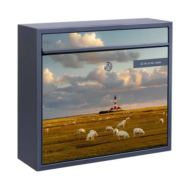 Gratis Versand Nordsee Leuchtturm mit Schafsherde Briefkasten mit eigenem Text