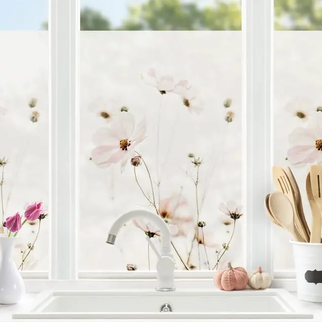 Sale Cosmea in zarten Cremetönen Fensterfolie