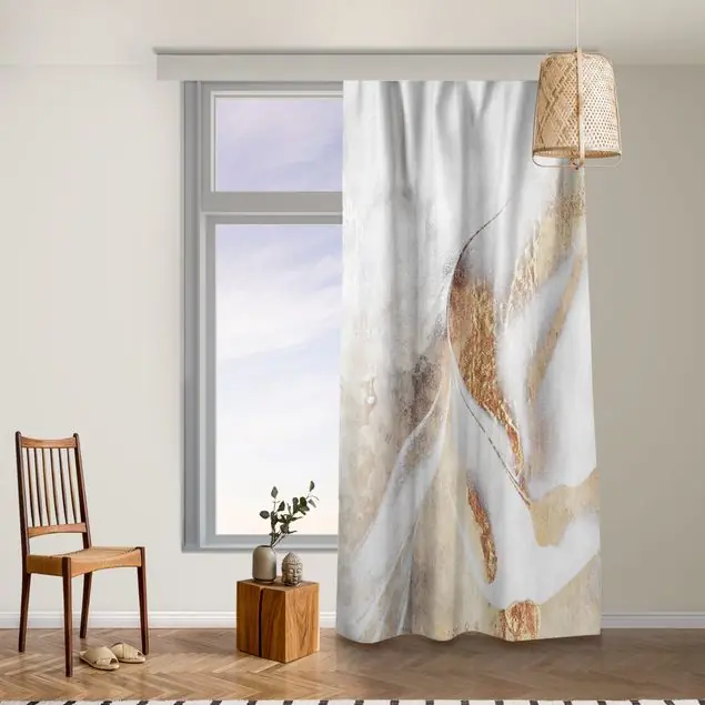 Sonderangebot Goldene abstrakte Wintermalerei Vorhang – Lichtdämpfender Samt