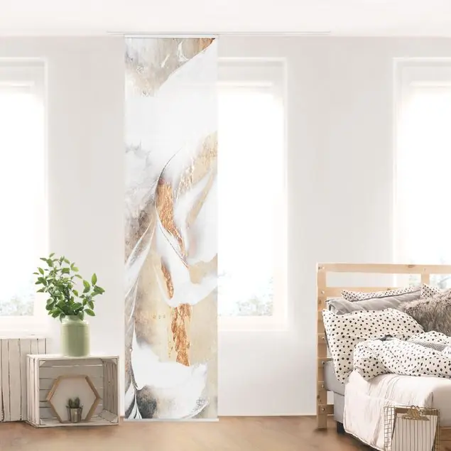 Goldene abstrakte Wintermalerei Schiebegardine Aktuell
