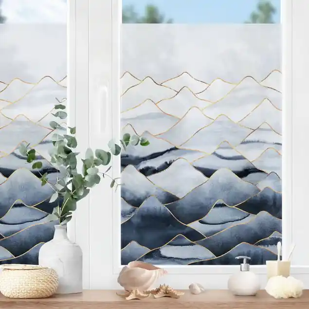 Aquarell Berge Weiß Gold Fensterfolie Meistverkauft