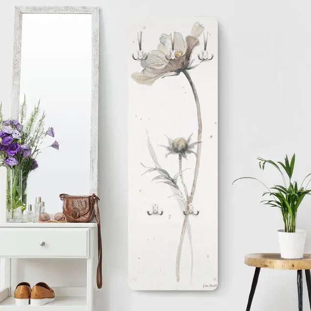 Neue Ware Cosmea in Aquarell Designpaneel Wandgarderobe • inkl. großes Haken-Set • hergestellt in Deutschland • platzsparend • besonderer Eyecatcher