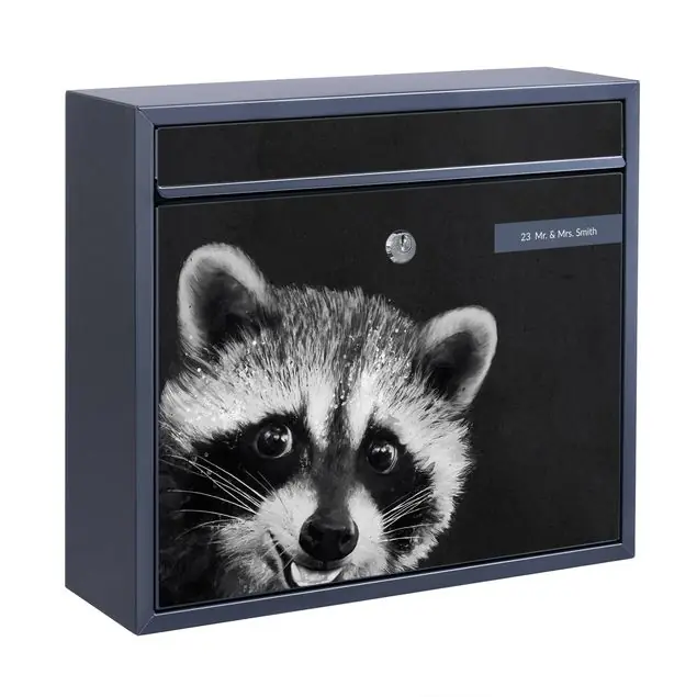 Neue Ware Illustration Waschbär Schwarz Weiß Malerei Briefkasten mit eigenem Text
