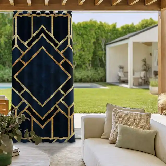 Preisreduziert Art Deco Gold Outdoorvorhang