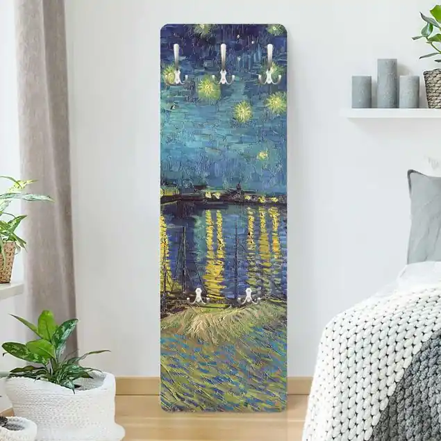 Vincent van Gogh - Sternennacht über der Rhône                               Designpaneel Wandgarderobe • inkl. großes Haken-Set • hergestellt in Deutschland • platzsparend • besonderer Eyecatcher Geprüft
