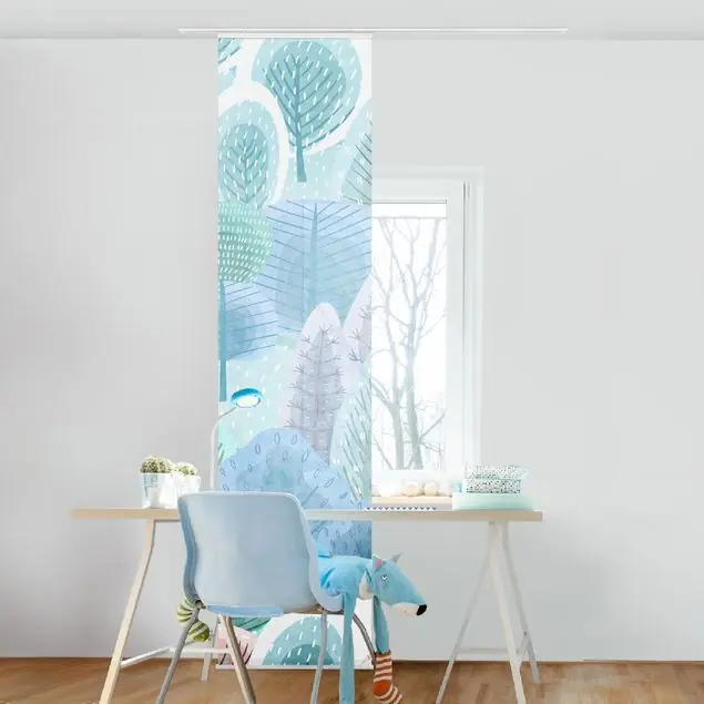 Knallerangebot Glücklicher Wald in Pastell Schiebegardine