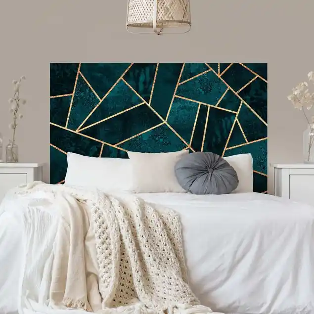Letzte Chance Dunkles Türkis mit Gold                               Kopfteil Bett
