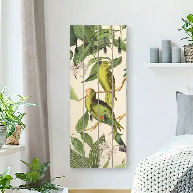 Vintage Collage - Papageien im Dschungel Wandgarderobe Must-Have