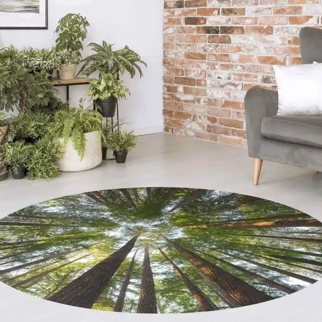 Heißes Angebot Mammutbaum Baumkronen Premium Vinylteppich 2,2 mm • hergestellt in Deutschland • glatt • abwaschbar • ideal für Haushalte mit Tieren