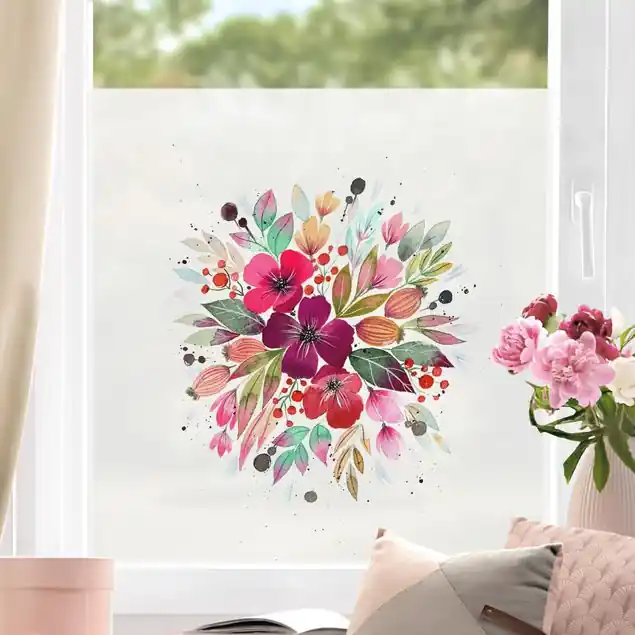 Rabatt Esther Meinl - Aquarell Sommer Bouquet Fensterfolie