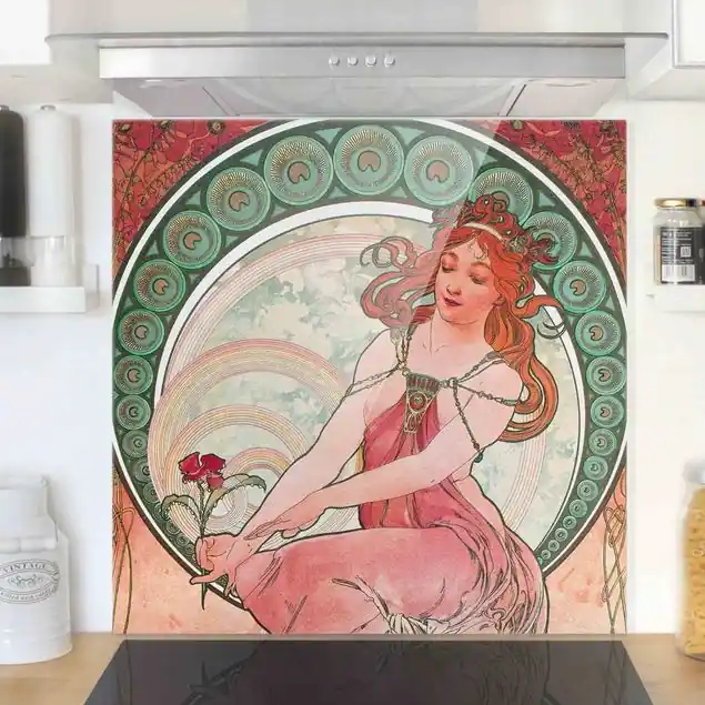 Alfons Mucha - Vier Künste - Die Malerei Spritzschutz Meistverkauft