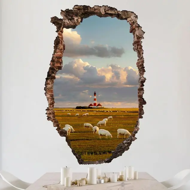Nordsee Leuchtturm mit Schafsherde Wandtattoo Garantierte Lieferung