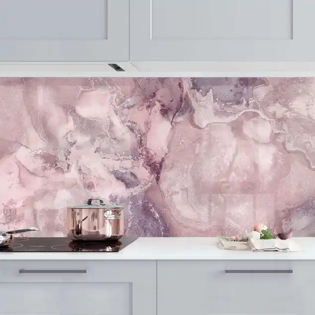 Sichere Zahlung Farbexperimente Marmor Violett Küchenrückwand • selbstklebend • Spritzschutz • wasserfest • glänzend • 0,35 mm • hergestellt in Deutschland