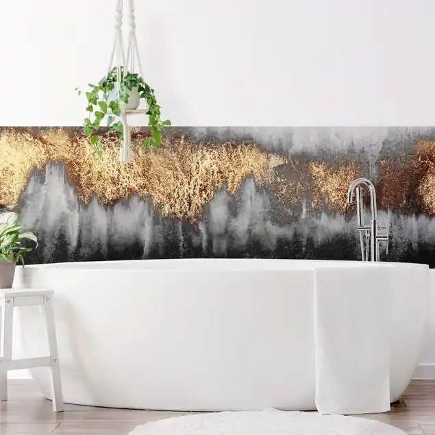 Sichere Zahlung Goldspuren in Aquarell Wandverkleidung Bad