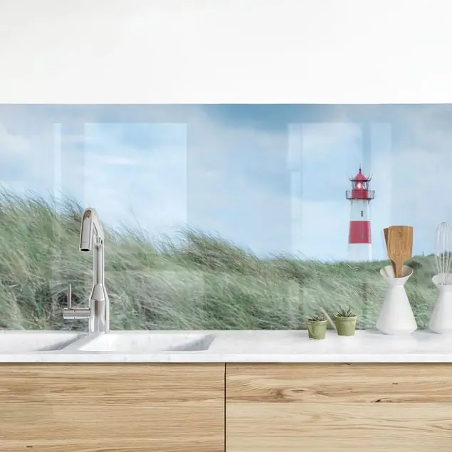 Stürmische Zeiten am Leuchtturm Küchenrückwand • selbstklebend • Spritzschutz • wasserfest • glänzend • 0,35 mm • hergestellt in Deutschland Billig