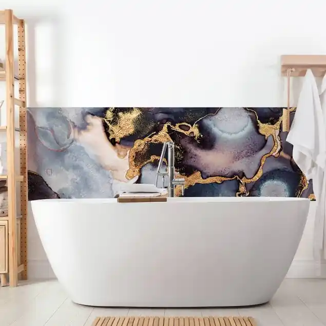 Kostenloser Versand Marmor Aquarell mit Gold Wandverkleidung Bad