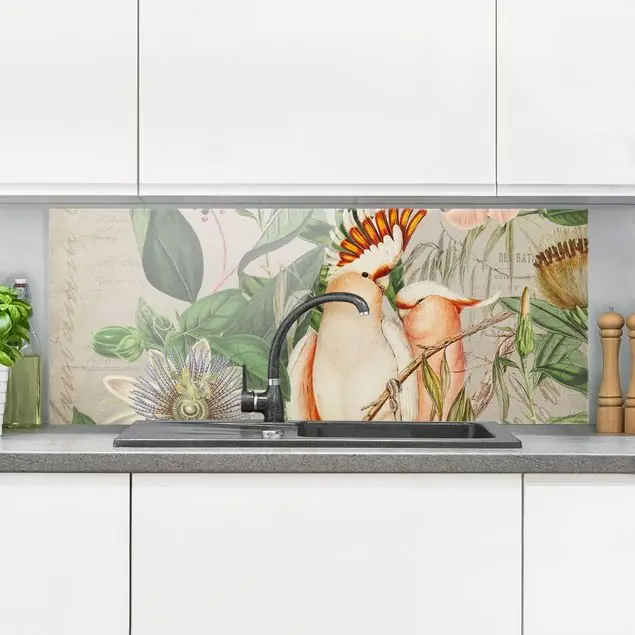 Colonial Style Collage - Rosa Kakadu Spritzschutz Wochenendangebot