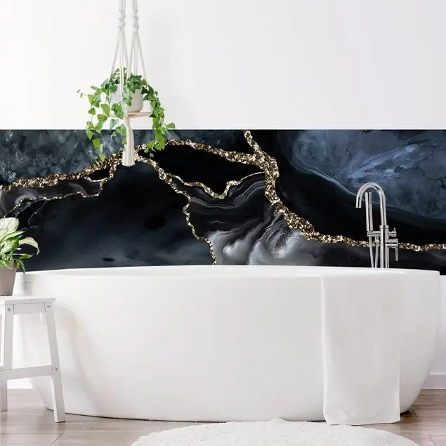 Top-Preis Schwarz mit Glitzer Gold Wandverkleidung Bad