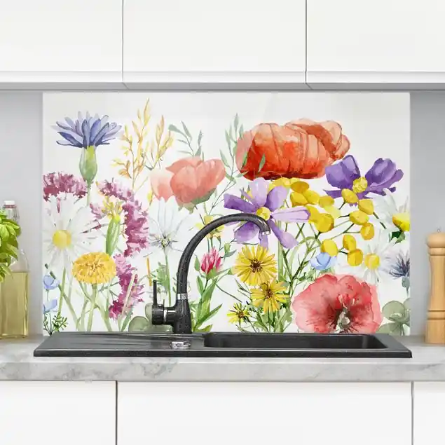 Top-Preis Aquarellierte Blumen Spritzschutz