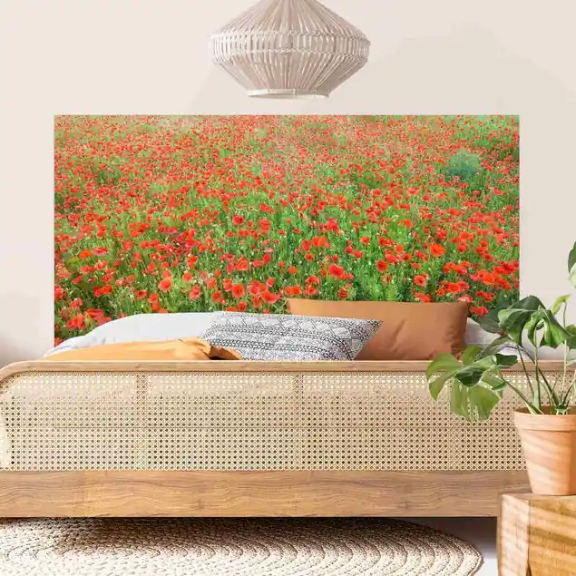 Mohnblumenfeld Kopfteil Bett Schnäppchen