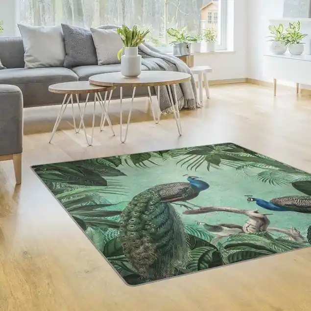 Shabby Chic Collage - Edler Pfau Teppich Nur Für Kurze Zeit